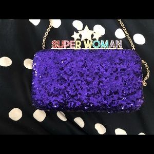 Sequin Superwoman clutch